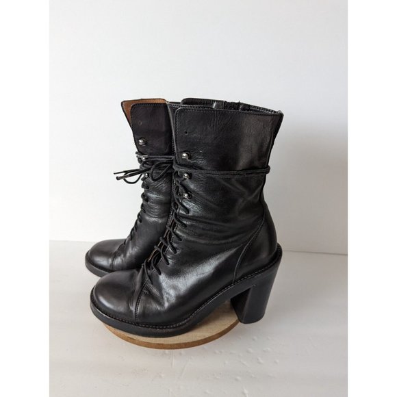 ❤️SOLD❤️Donald J Pliner Womens Boots 6.5 Benito Black Leather Lace Up Combat - Picture 4 of 10